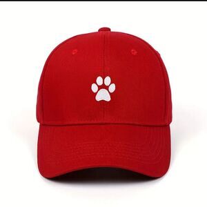 Cool Hippie Cute Curved Brim Baseball Cap, Embroidery Dog/Cat Paw Cotton